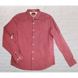 Cactus Man Ricky Singh Shirt XL Maroon Button Front Flip Cuff Stretch Polka Dot